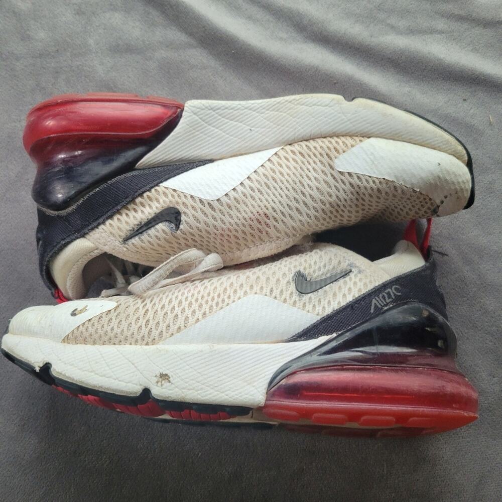 Nike Air Max 270 Sneakers Boys 13 White Red Mesh Sharpe Markings Play‎ Condition